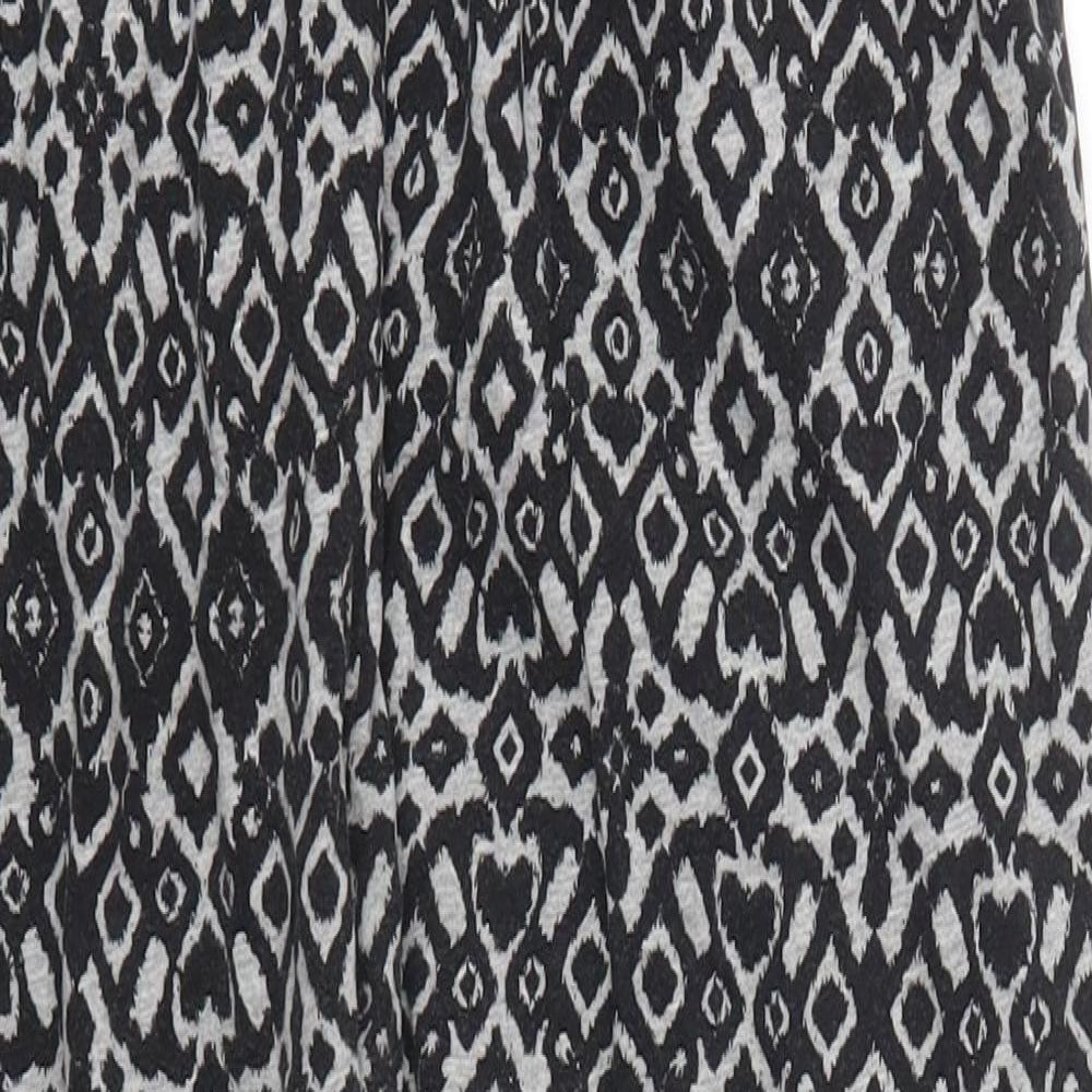 H&M Womens Grey Geometric Cotton Trousers  Size S L23 in Regular Drawstring - Pyjama Pants