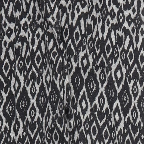 H&M Womens Grey Geometric Cotton Trousers  Size S L23 in Regular Drawstring - Pyjama Pants