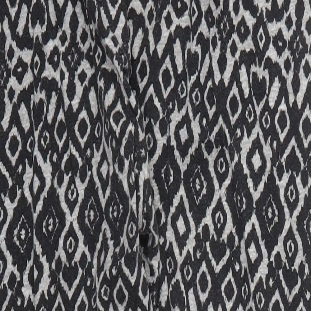 H&M Womens Grey Geometric Cotton Trousers  Size M L23 in Regular Drawstring - Pyjama Pants
