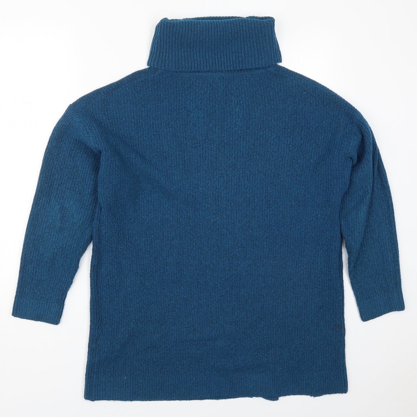 M&Co Womens Blue Roll Neck  Polyester Pullover Jumper Size 14