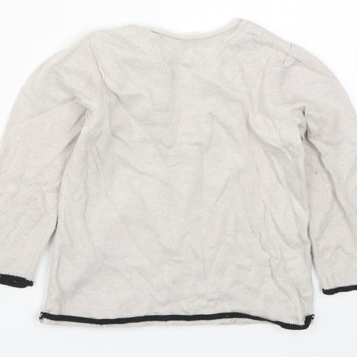 H&M Girls Beige Round Neck  Cotton Pullover Jumper Size 2 Years  Pullover - Bear