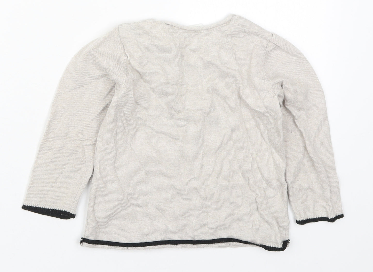 H&M Girls Beige Round Neck  Cotton Pullover Jumper Size 2 Years  Pullover - Bear