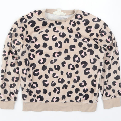 Marks and Spencer Girls Brown Animal Print Polyester Top Pyjama Top Size 8-9 Years  Pullover