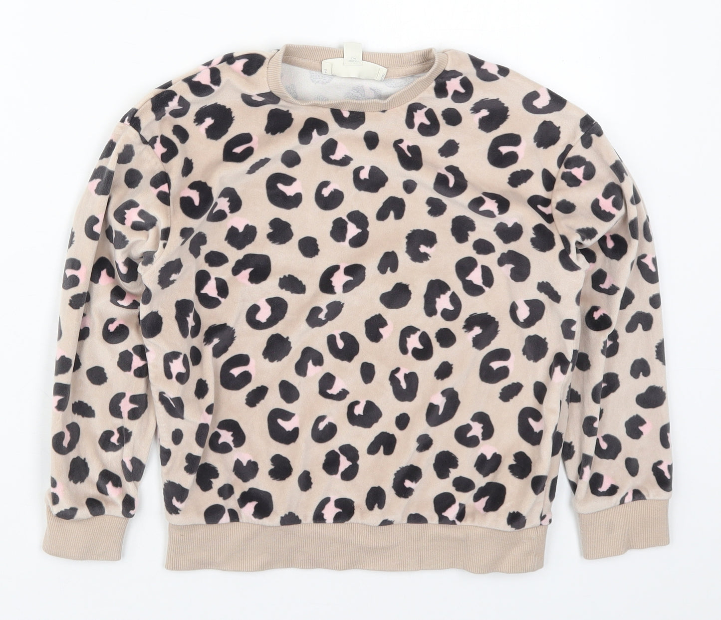 Marks and Spencer Girls Brown Animal Print Polyester Top Pyjama Top Size 8-9 Years  Pullover