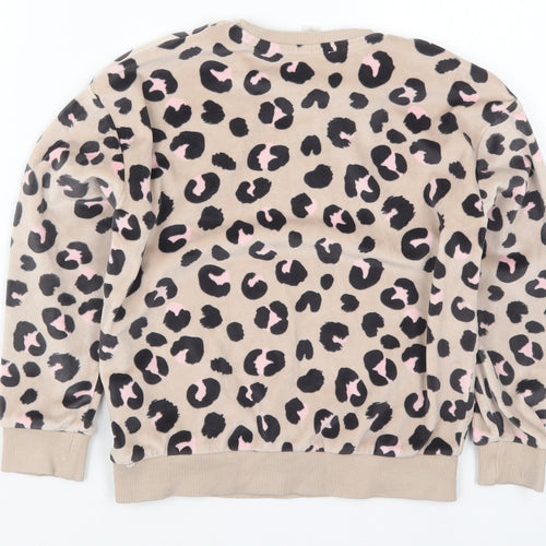 Marks and Spencer Girls Brown Animal Print Polyester Top Pyjama Top Size 8-9 Years  Pullover