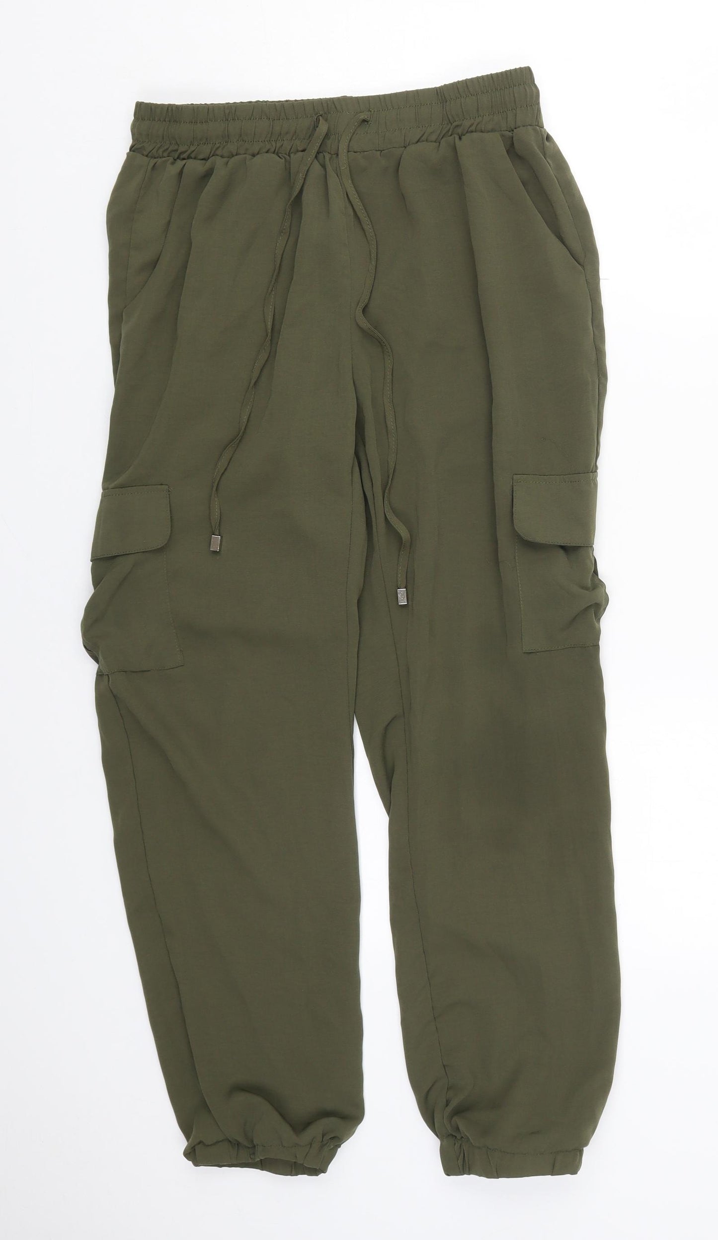 New Look Womens Green  Polyester Cargo Trousers Size 12 L27 in Regular Drawstring