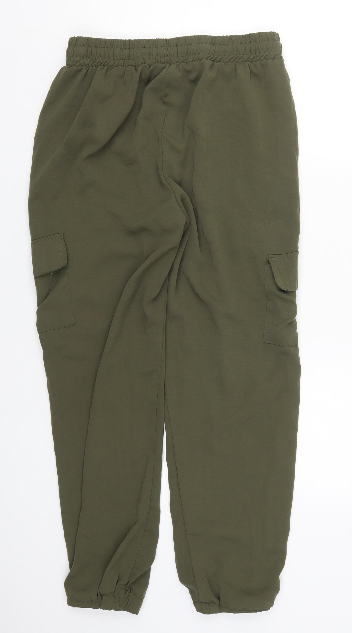 New Look Womens Green  Polyester Cargo Trousers Size 12 L27 in Regular Drawstring