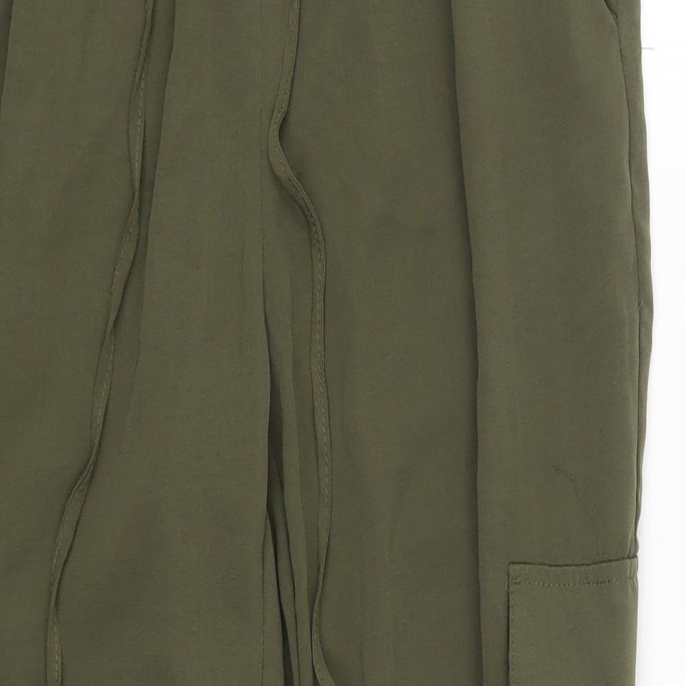New Look Womens Green  Polyester Cargo Trousers Size 12 L27 in Regular Drawstring