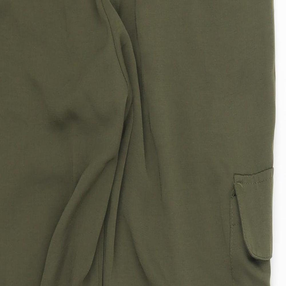 New Look Womens Green  Polyester Cargo Trousers Size 12 L27 in Regular Drawstring