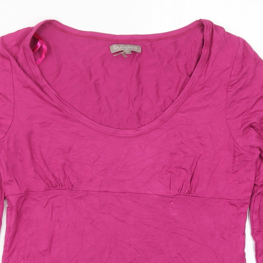 Loungerie Womens Pink Solid Viscose Top Pyjama Top Size L