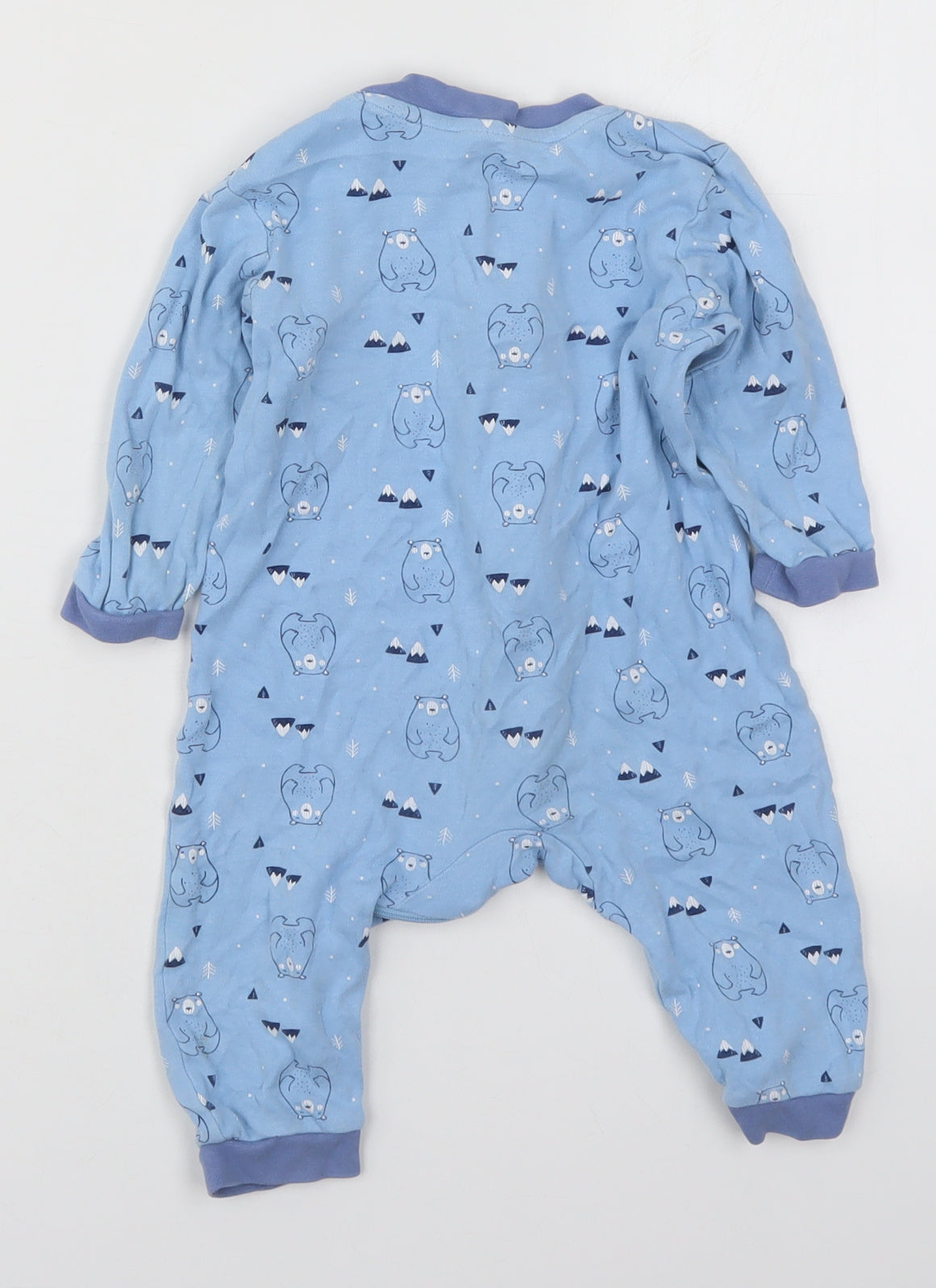 Lily & Dan Boys Blue Solid Cotton Cami One Piece Size 6-9 Months  Zip - Bears