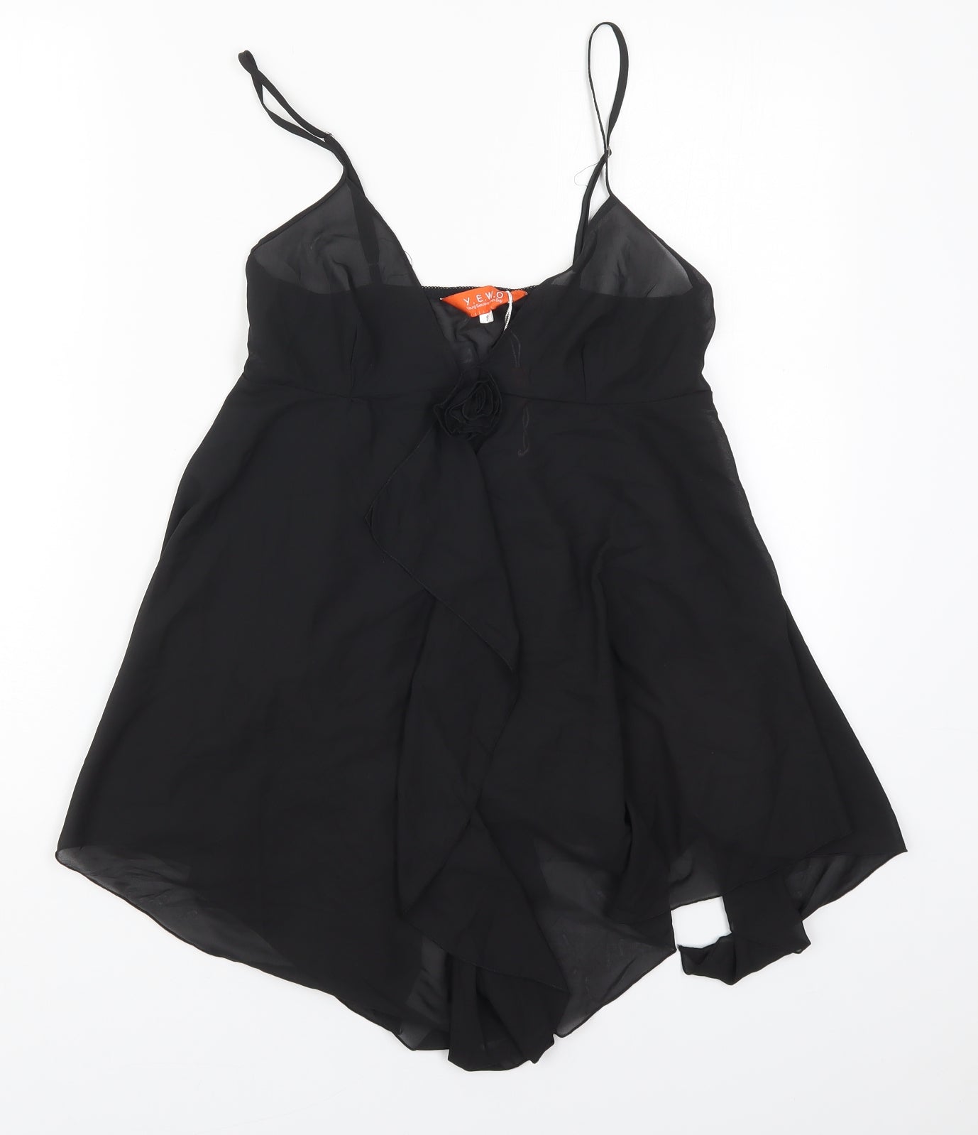 Yewo Womens Black Solid Polyester Cami Pyjama Top Size S