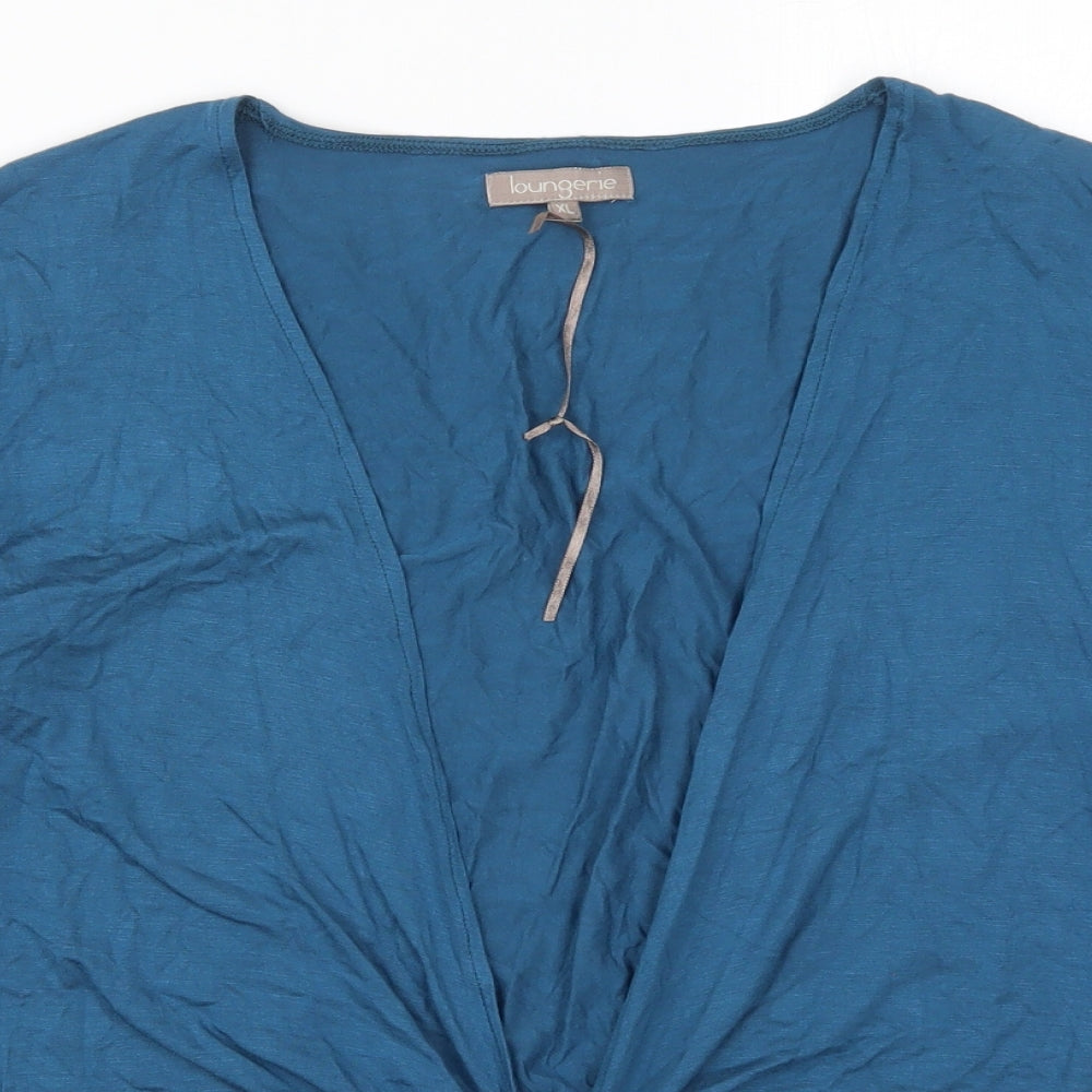 Loungerie Womens Blue Solid Viscose Top Pyjama Top Size S