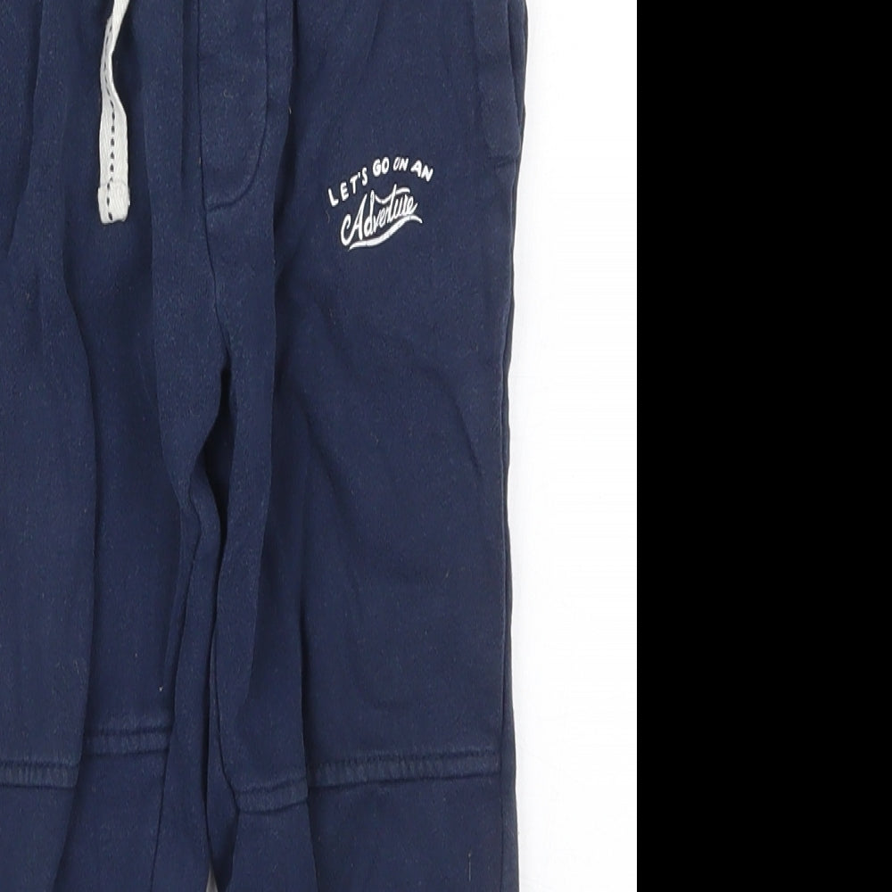 Mothercare Boys Blue  Cotton Sweatpants Trousers Size 3-4 Years  Regular Drawstring - Adventure