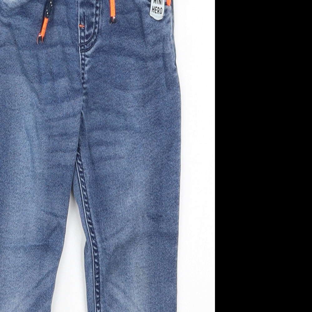 F&F Boys Blue  Cotton Tapered Jeans Size 3-4 Years  Regular Drawstring
