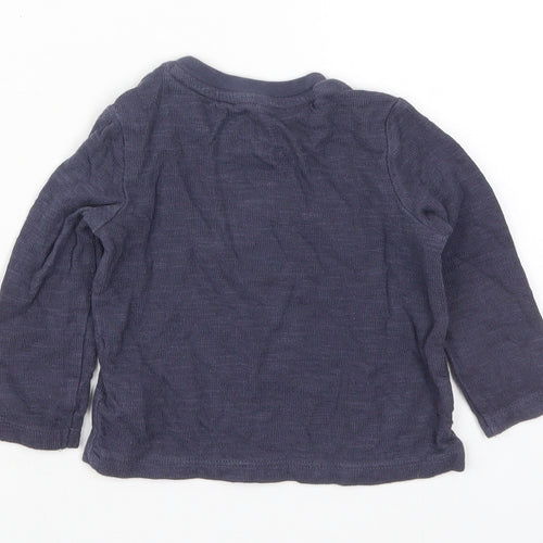 Fred & Flo Boys Blue  Cotton Basic T-Shirt Size 6-9 Months Crew Neck Pullover - Little But Amazing