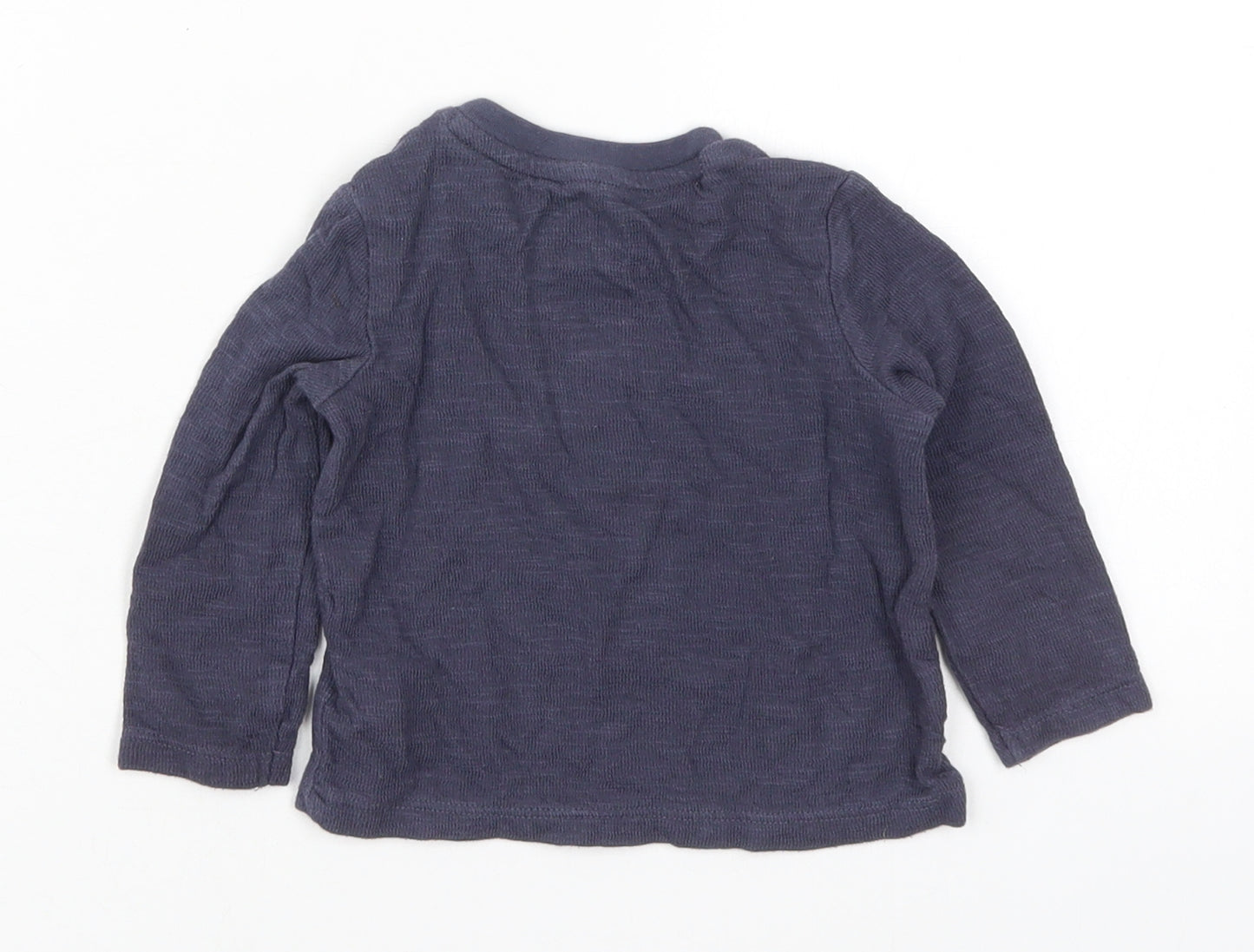 Fred & Flo Boys Blue  Cotton Basic T-Shirt Size 6-9 Months Crew Neck Pullover - Little But Amazing
