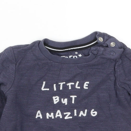 Fred & Flo Boys Blue  Cotton Basic T-Shirt Size 6-9 Months Crew Neck Pullover - Little But Amazing