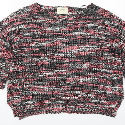 Papaya Womens Pink Round Neck  Acrylic Pullover Jumper Size L