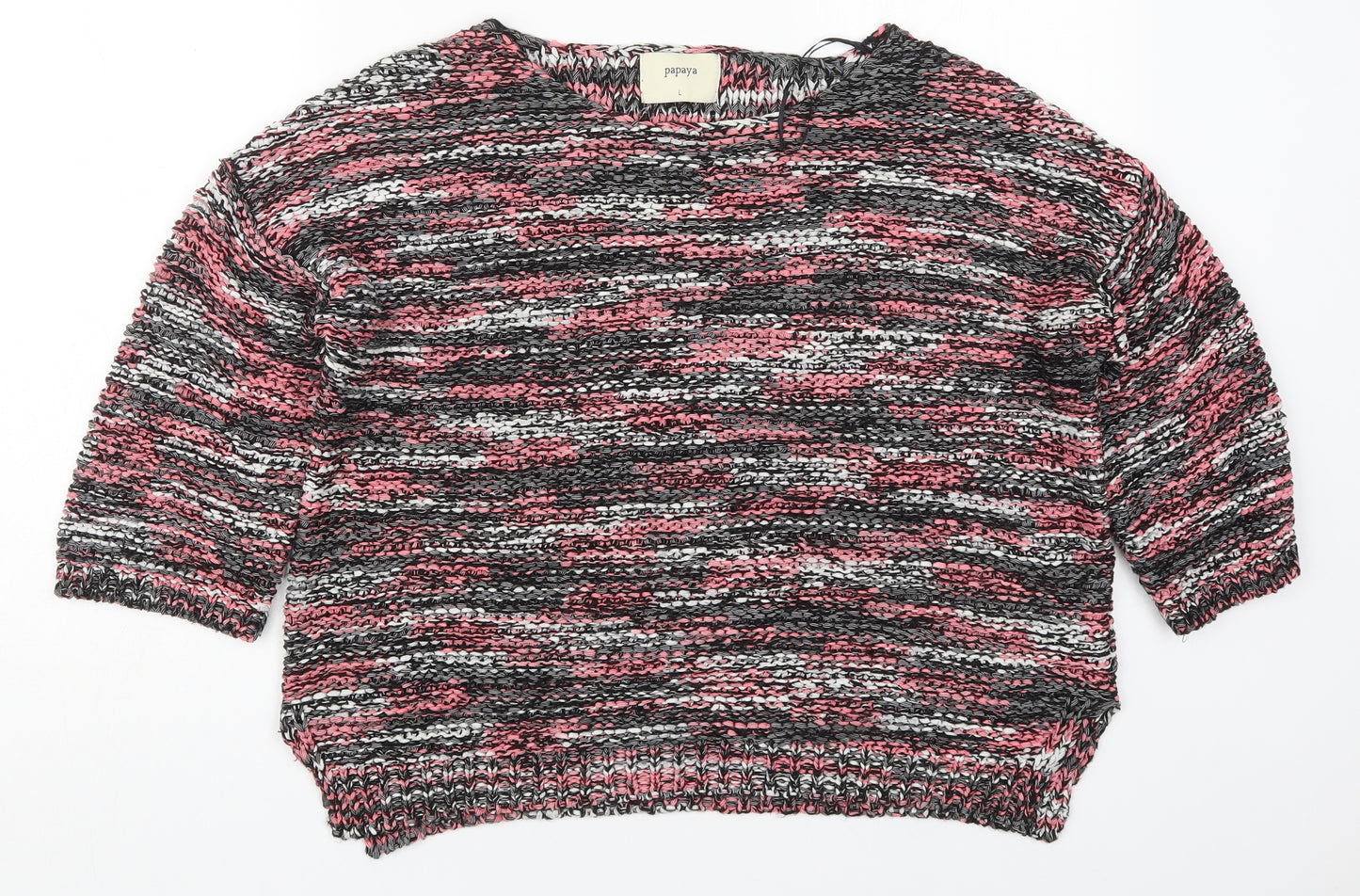 Papaya Womens Pink Round Neck  Acrylic Pullover Jumper Size L