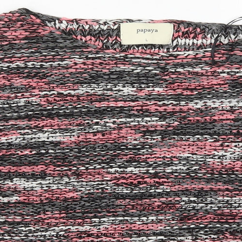 Papaya Womens Pink Round Neck  Acrylic Pullover Jumper Size L