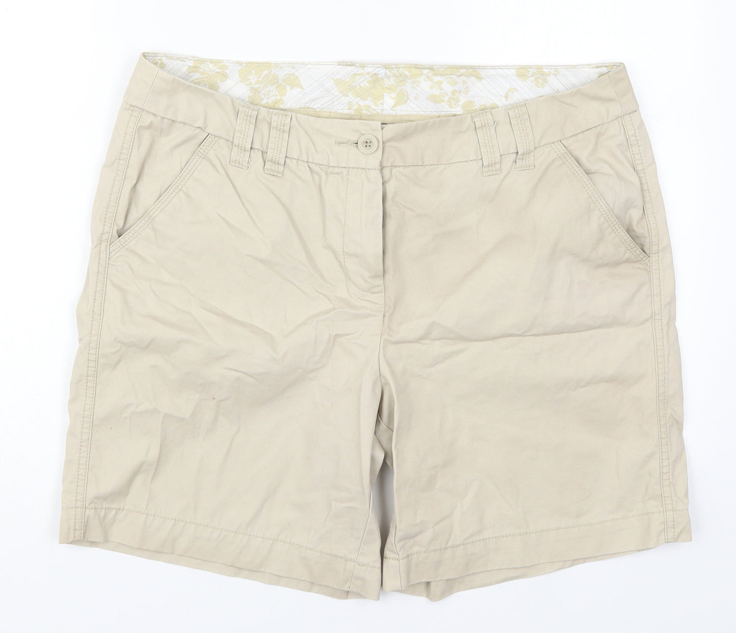 TU Womens Beige  Cotton Bermuda Shorts Size 14 L7.5 in Regular Button