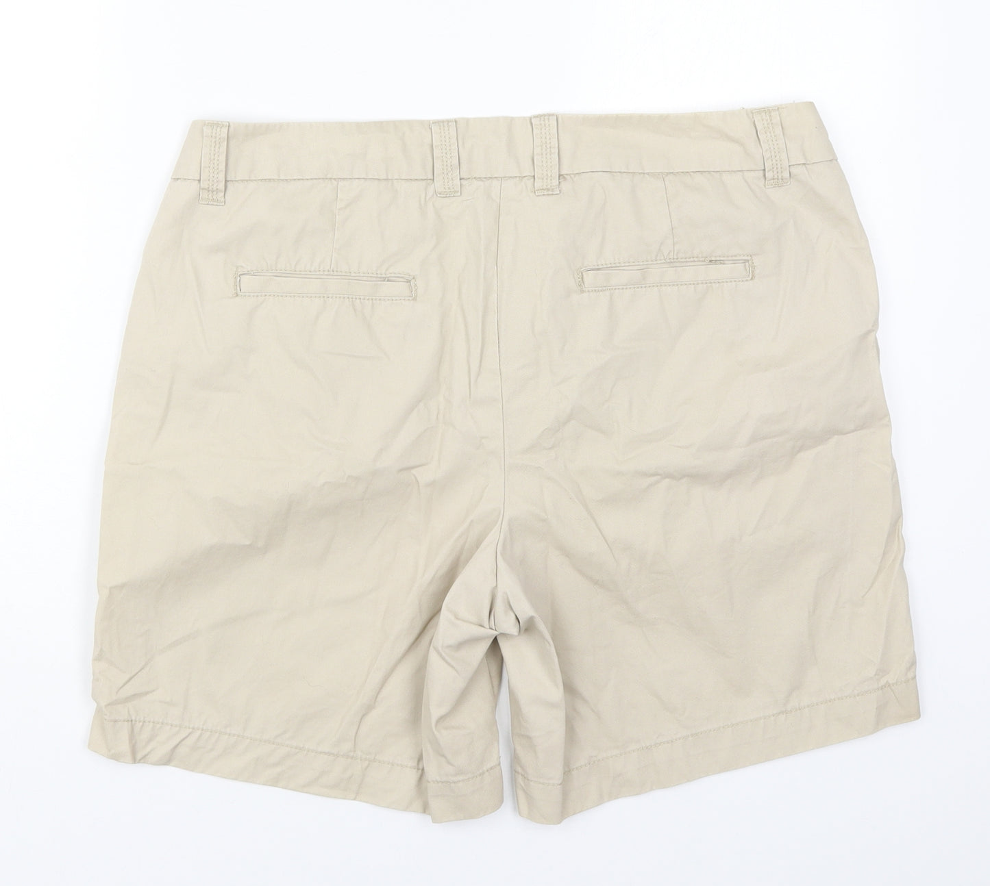 TU Womens Beige  Cotton Bermuda Shorts Size 14 L7.5 in Regular Button