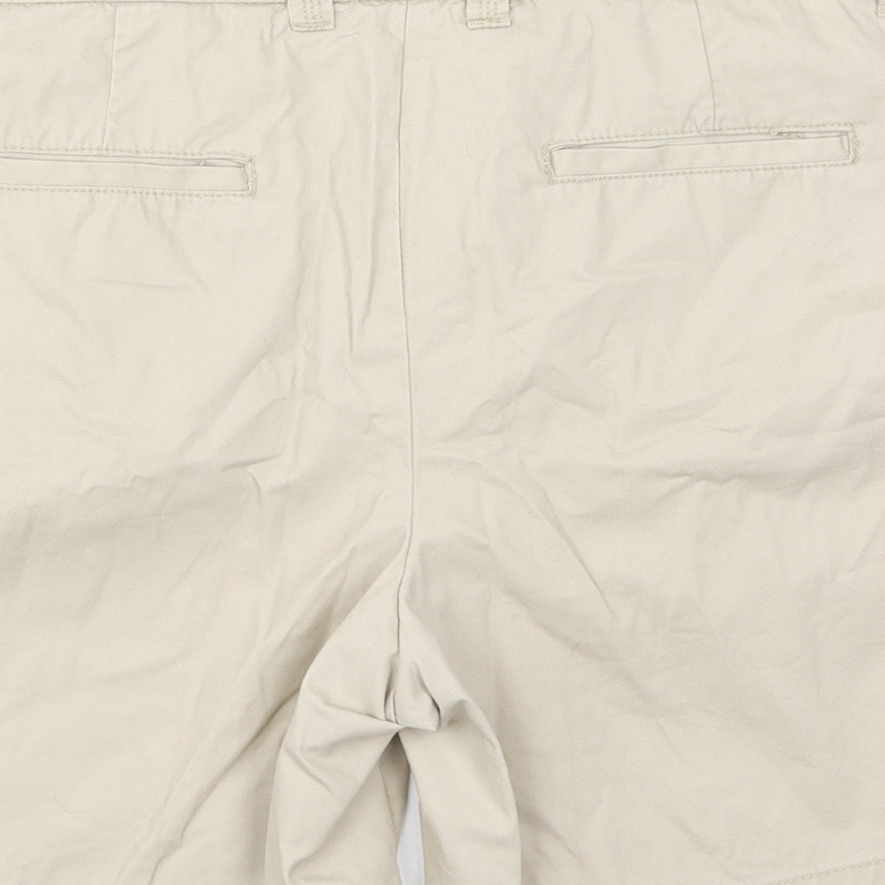 TU Womens Beige  Cotton Bermuda Shorts Size 14 L7.5 in Regular Button