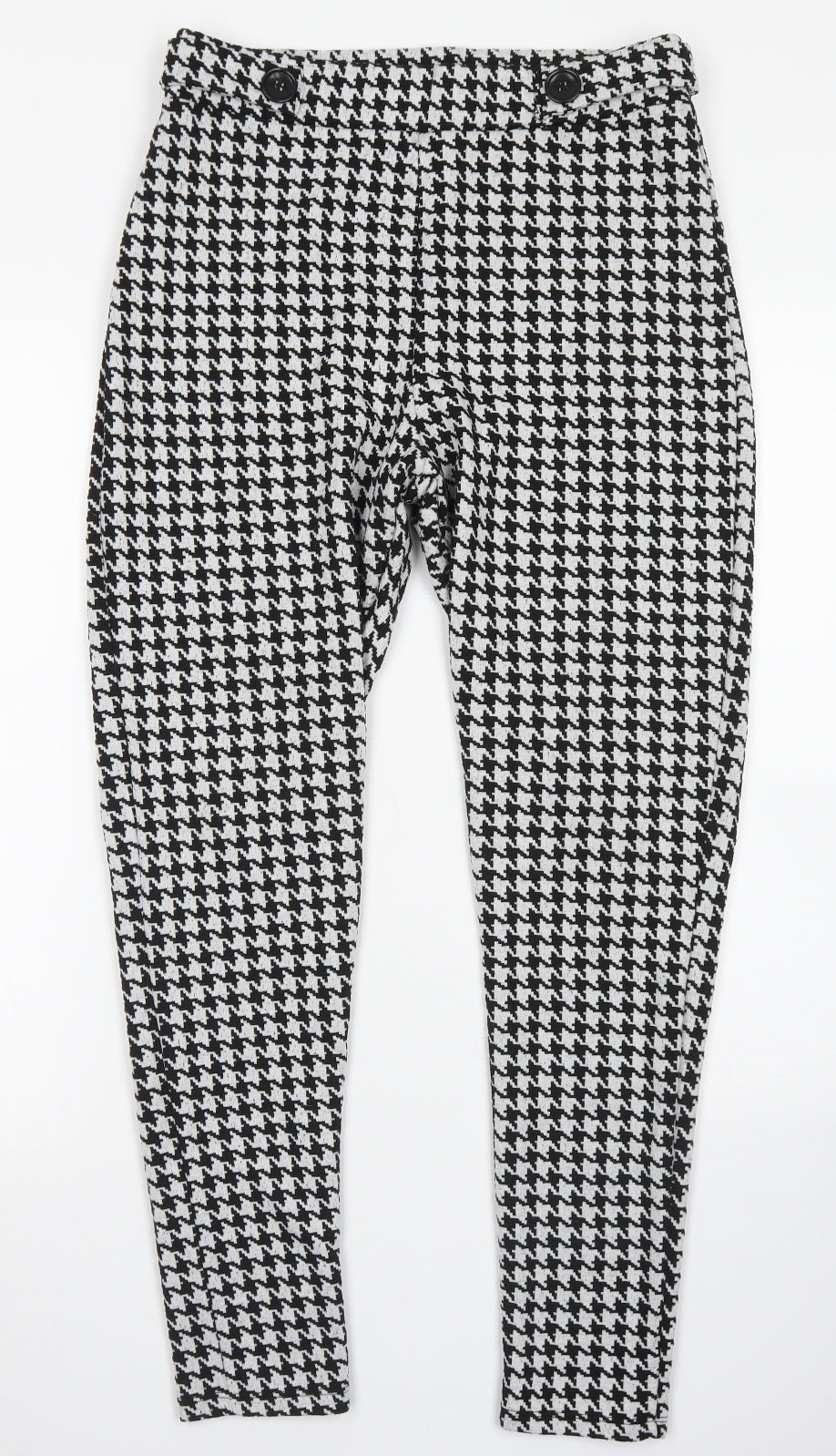 TU Womens Black Houndstooth Polyester Dress Pants Trousers Size 14 L26 in Regular