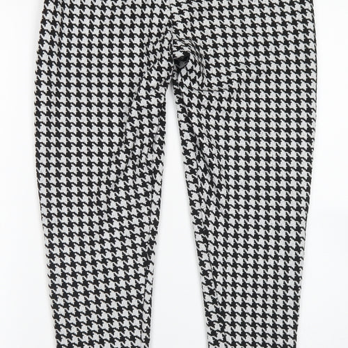 TU Womens Black Houndstooth Polyester Dress Pants Trousers Size 14 L26 in Regular