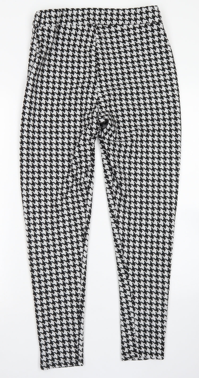 TU Womens Black Houndstooth Polyester Dress Pants Trousers Size 14 L26 in Regular
