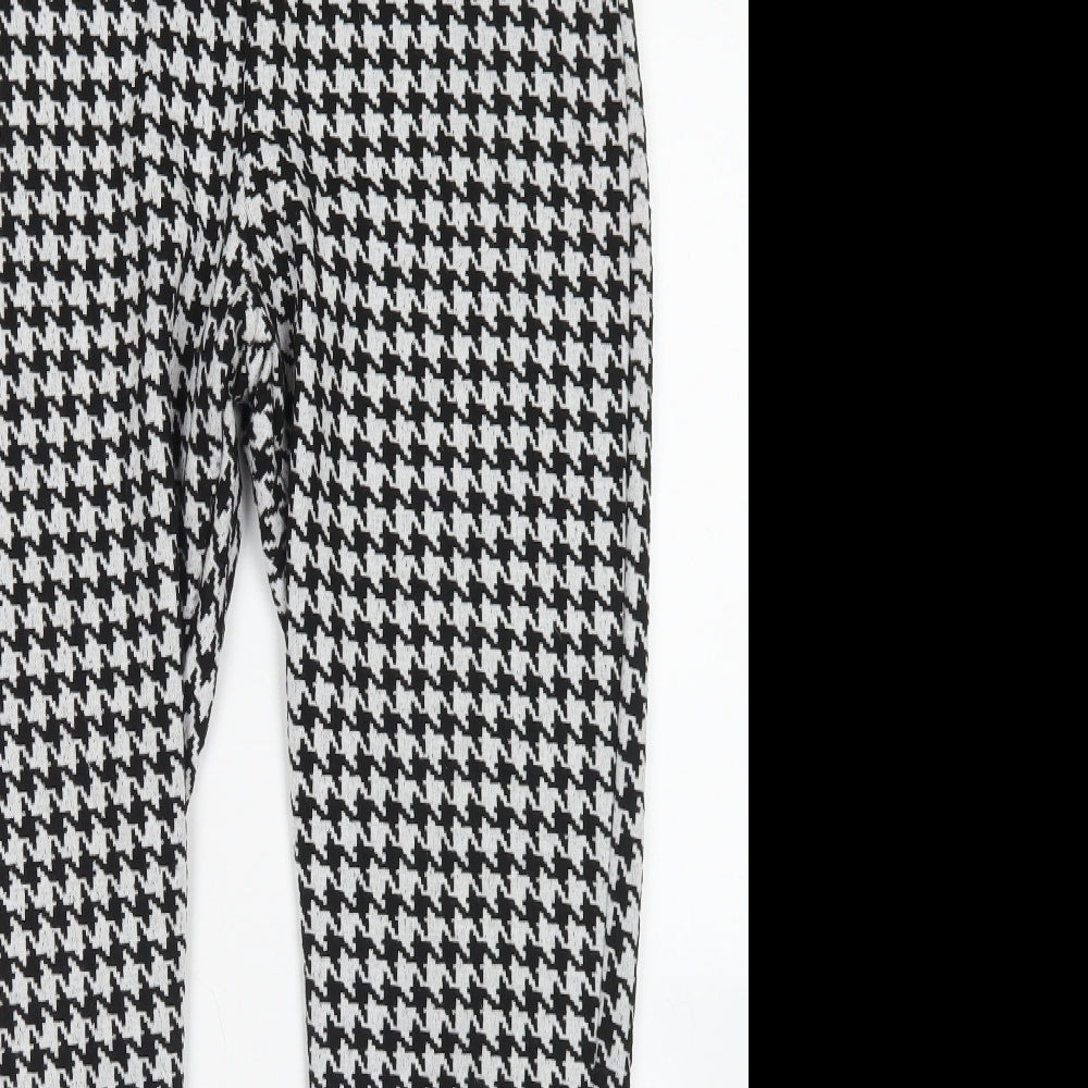 TU Womens Black Houndstooth Polyester Dress Pants Trousers Size 14 L26 in Regular