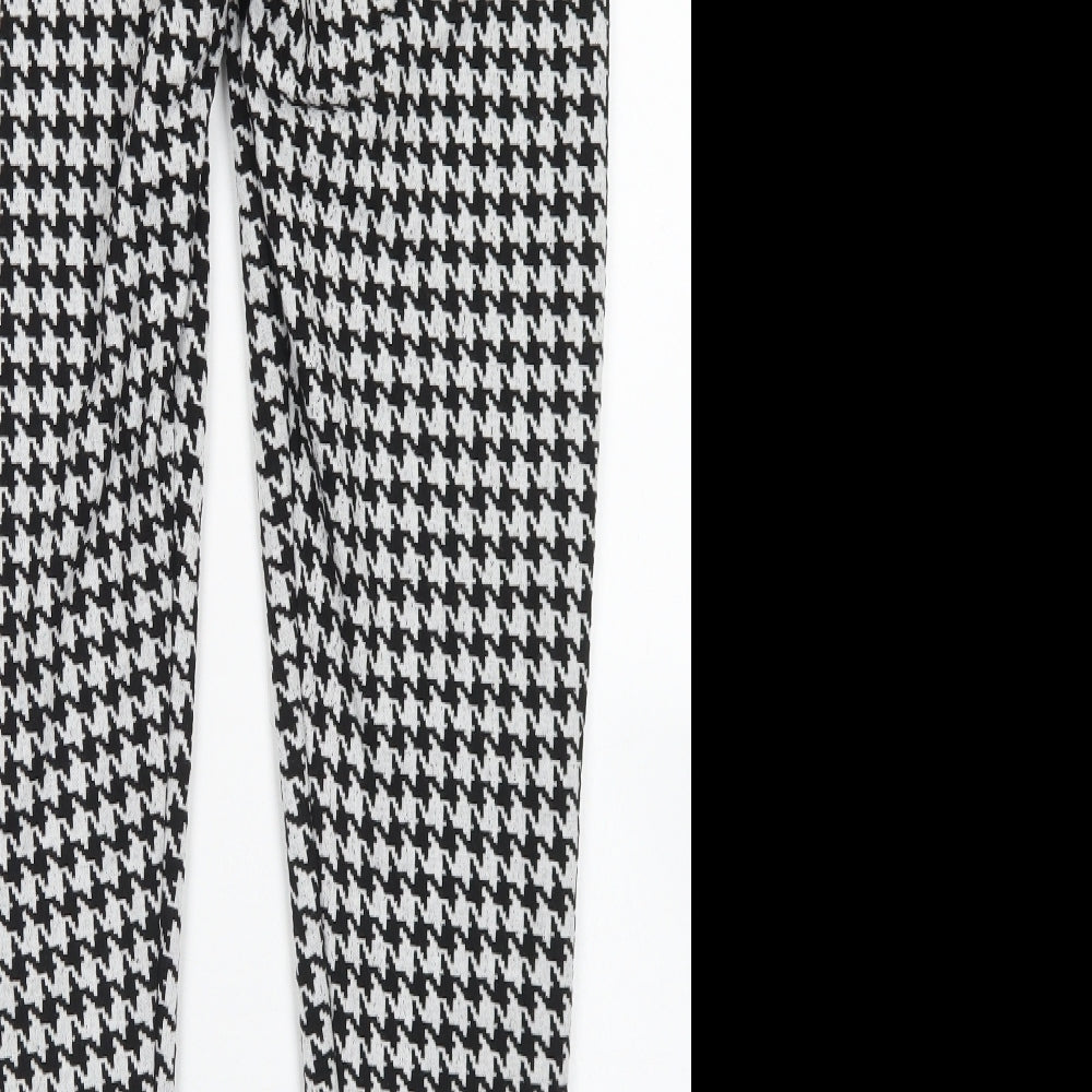 TU Womens Black Houndstooth Polyester Dress Pants Trousers Size 14 L26 in Regular