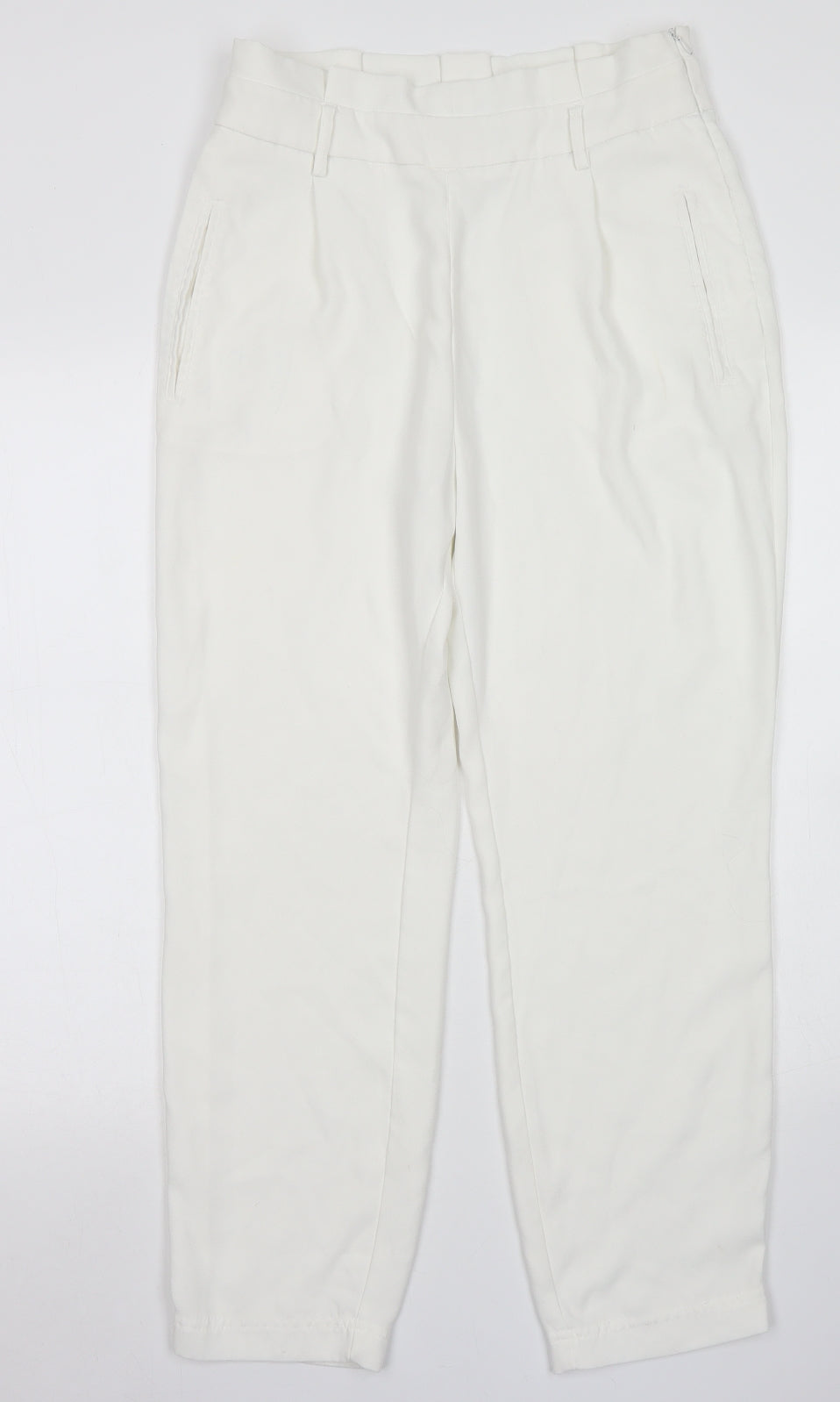 Stradivarius Womens White  Polyester Dress Pants Trousers Size 12 L24 in Regular Zip