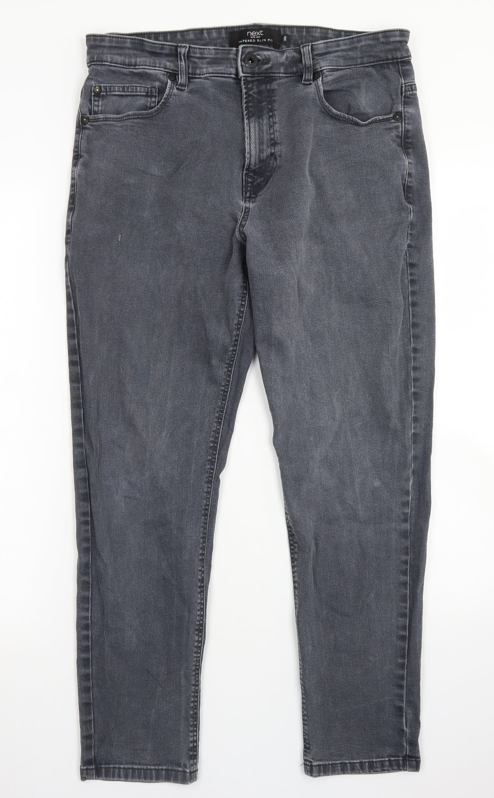 NEXT Womens Grey  Cotton Tapered Jeans Size 32 in L26 in Slim Button