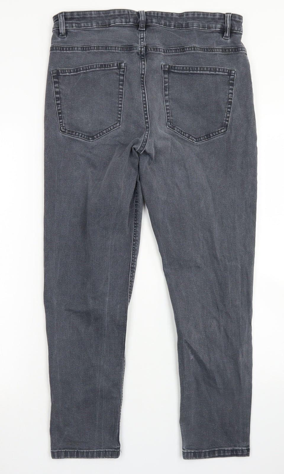 NEXT Womens Grey  Cotton Tapered Jeans Size 32 in L26 in Slim Button