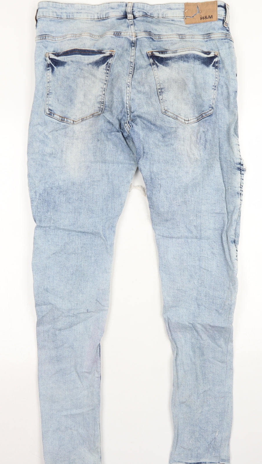 H&M Mens Blue  Cotton Skinny Jeans Size 36 in L30 in Regular Button
