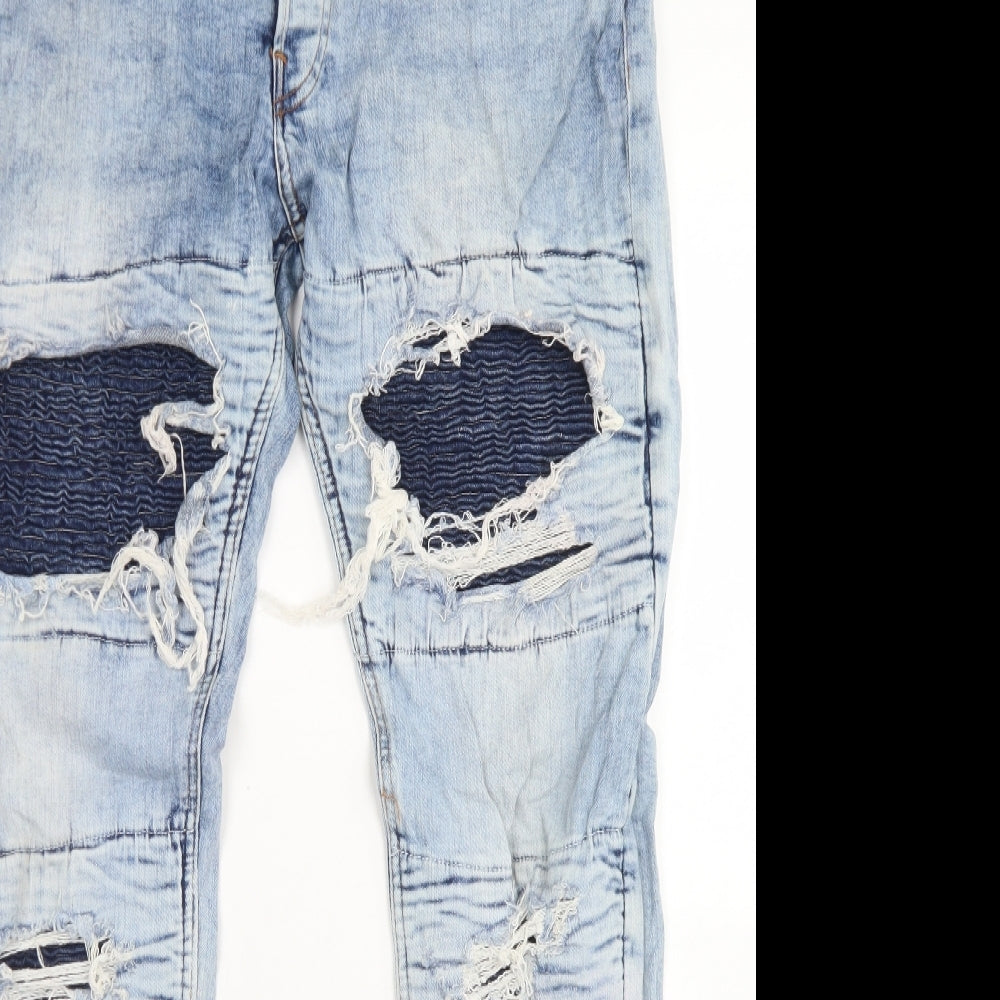 H&M Mens Blue  Cotton Skinny Jeans Size 36 in L30 in Regular Button