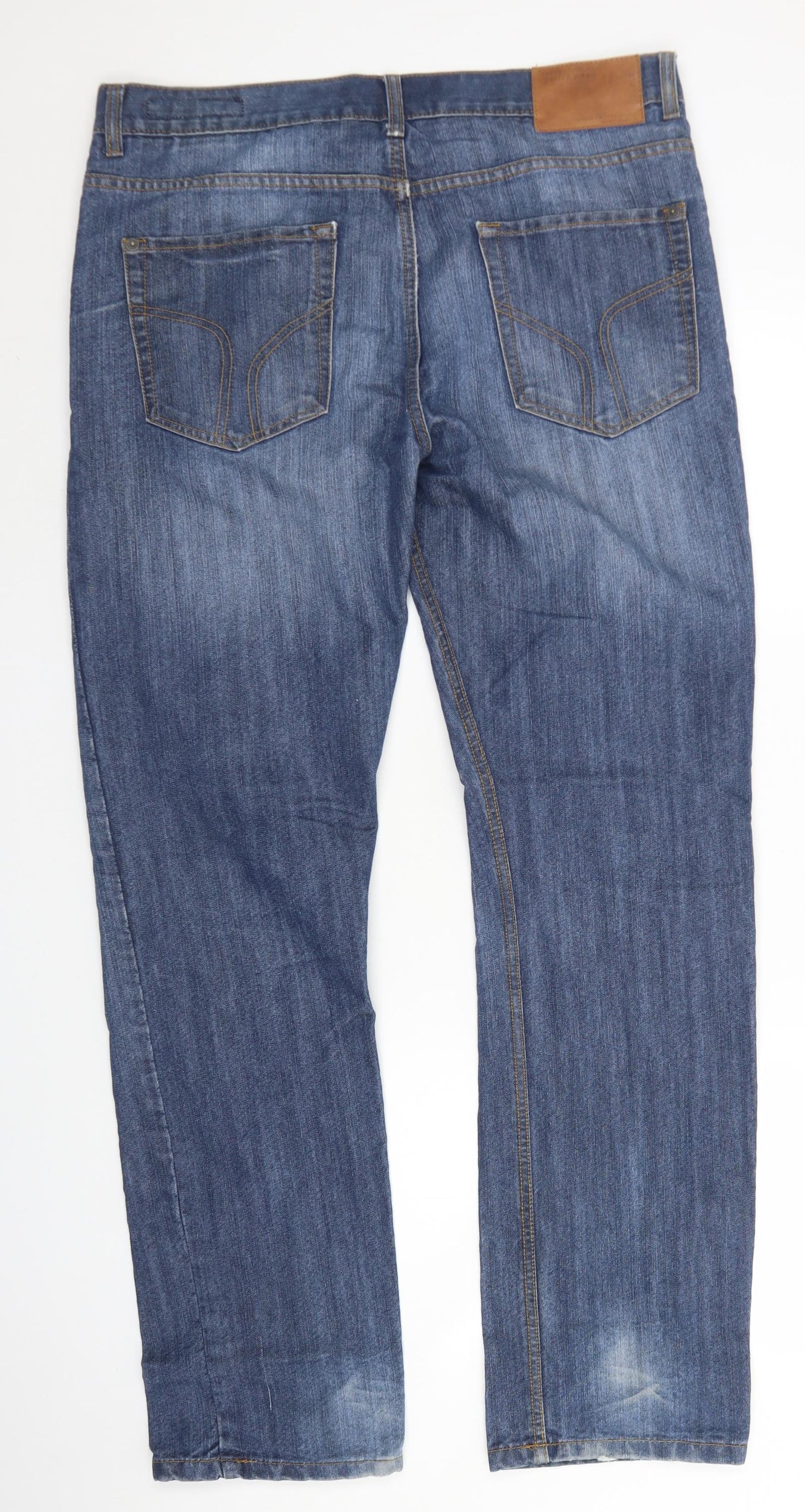 Smith & Jones Mens Blue  Cotton Straight Jeans Size 36 in L30 in Regular Button