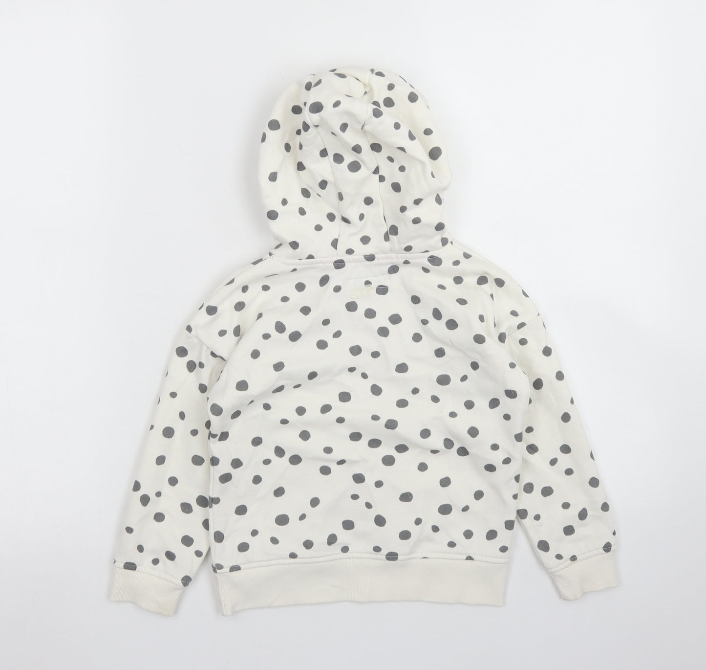 Primark Girls White Polka Dot Cotton Pullover Hoodie Size 3-4 Years