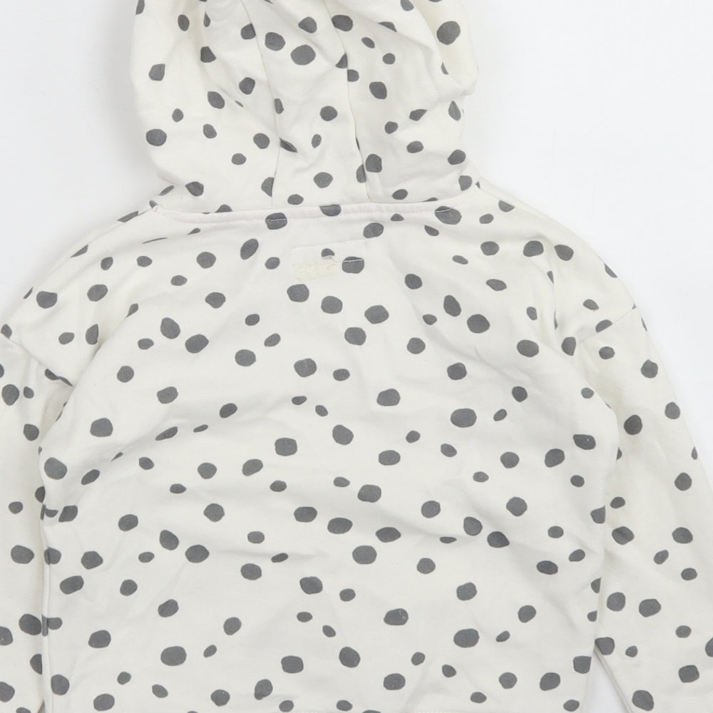 Primark Girls White Polka Dot Cotton Pullover Hoodie Size 3-4 Years