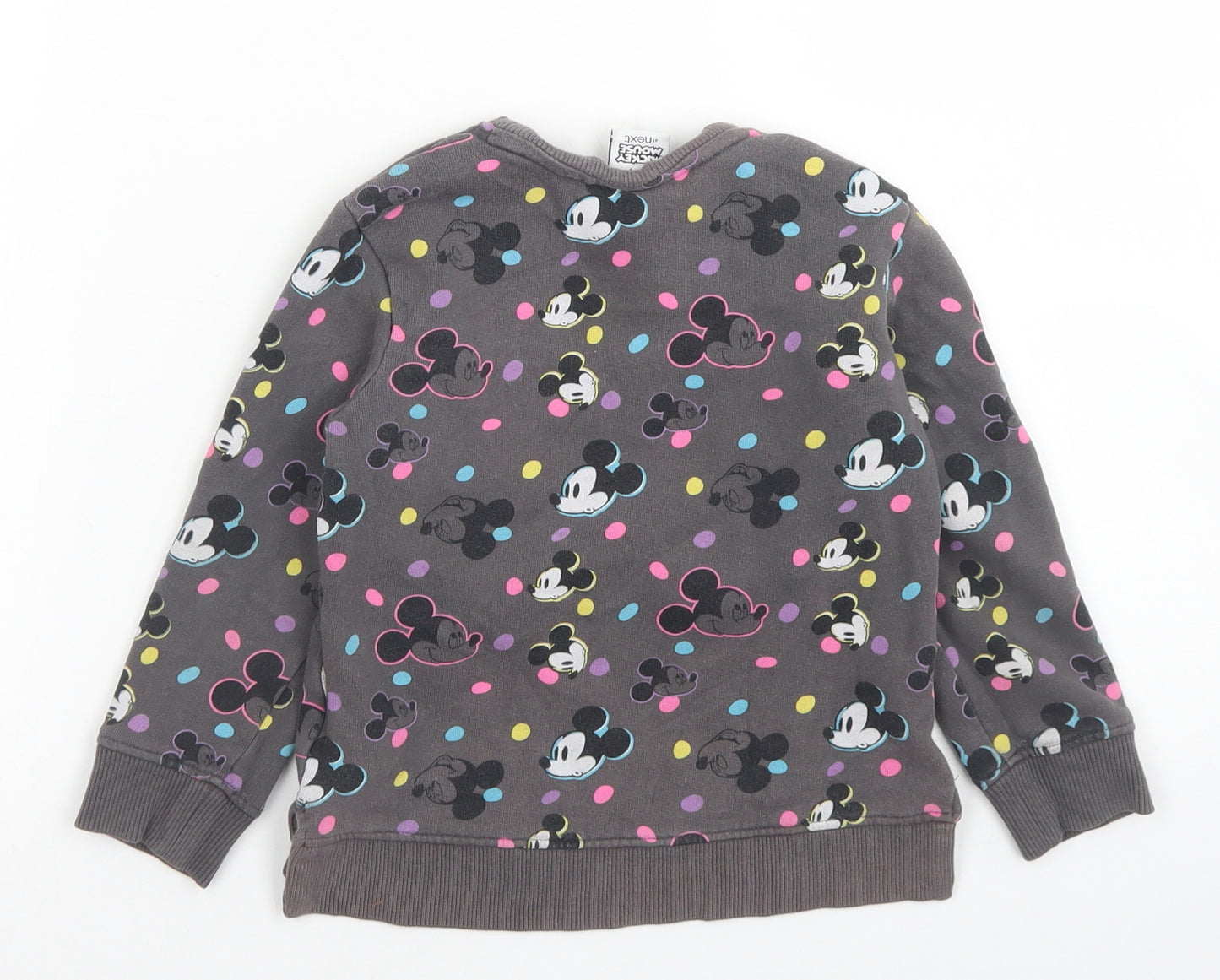 NEXT Girls Grey Polka Dot Cotton Pullover Sweatshirt Size 3-4 Years   - Mickey Mouse