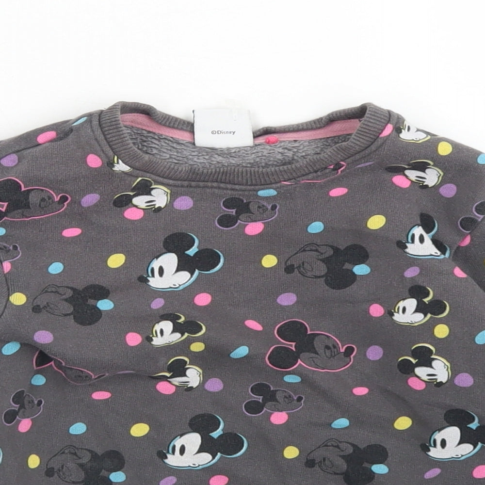 NEXT Girls Grey Polka Dot Cotton Pullover Sweatshirt Size 3-4 Years   - Mickey Mouse
