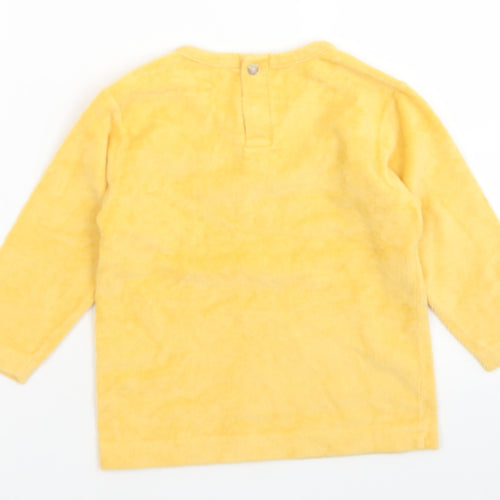 Kids Minis Girls Yellow  Cotton Basic T-Shirt Size 3 Years Crew Neck Button