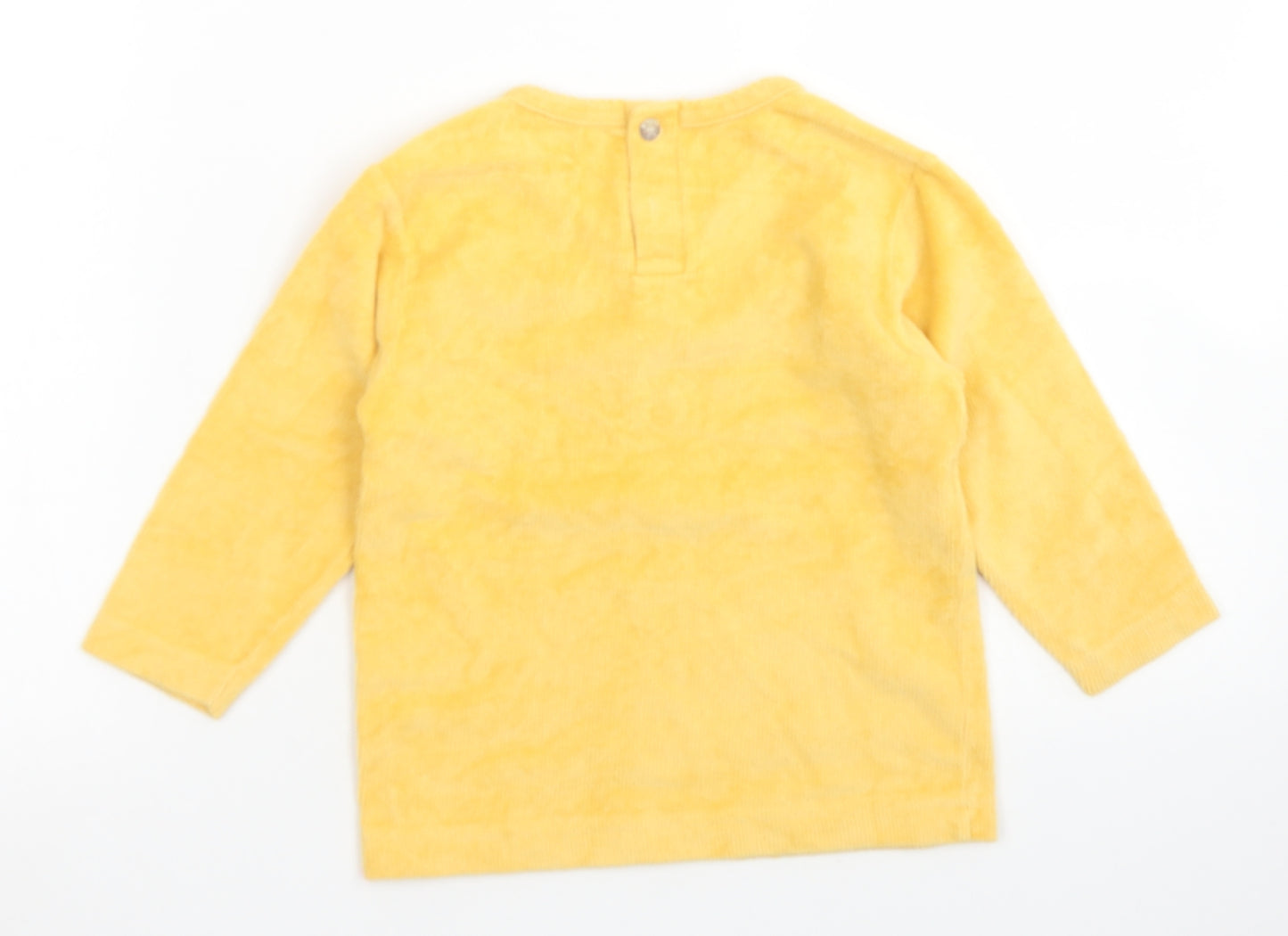 Kids Minis Girls Yellow  Cotton Basic T-Shirt Size 3 Years Crew Neck Button