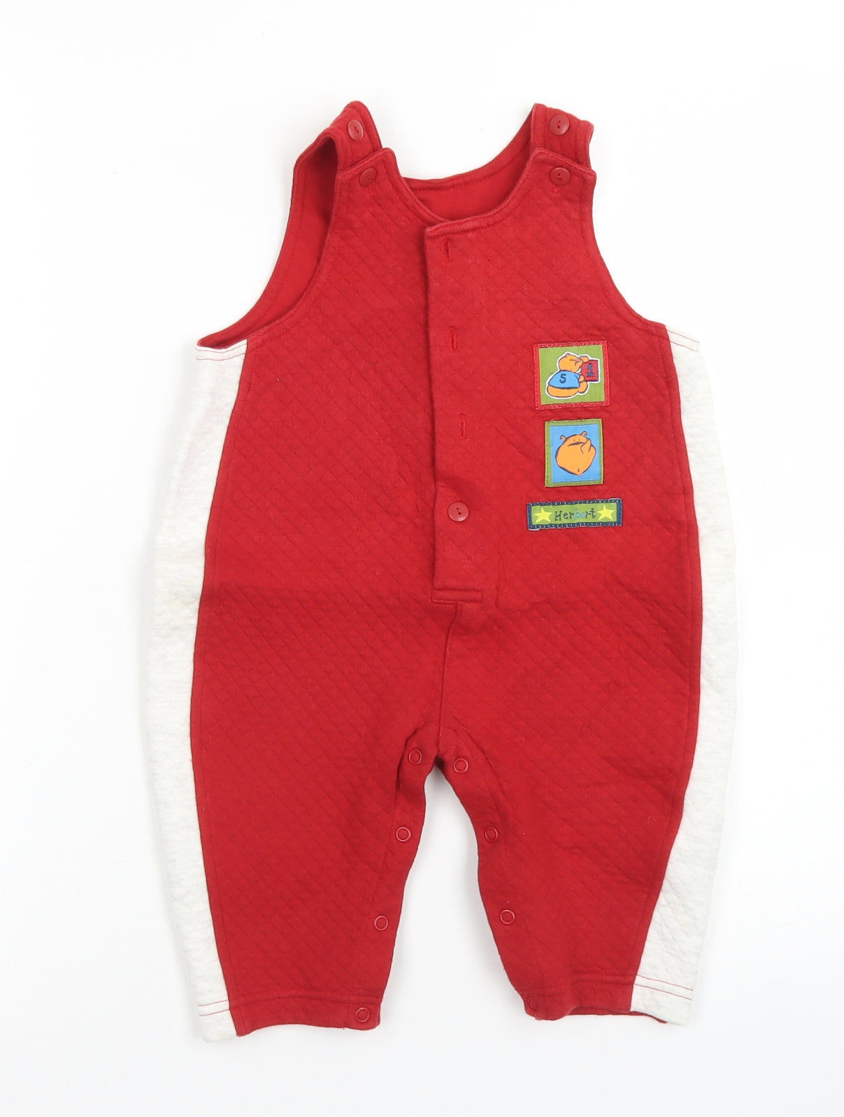 Adams Boys Red  Polyester Romper One-Piece Size 6-9 Months  Button