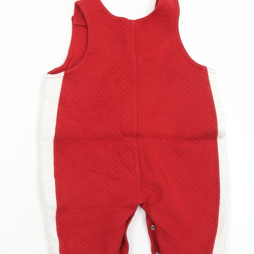 Adams Boys Red  Polyester Romper One-Piece Size 6-9 Months  Button