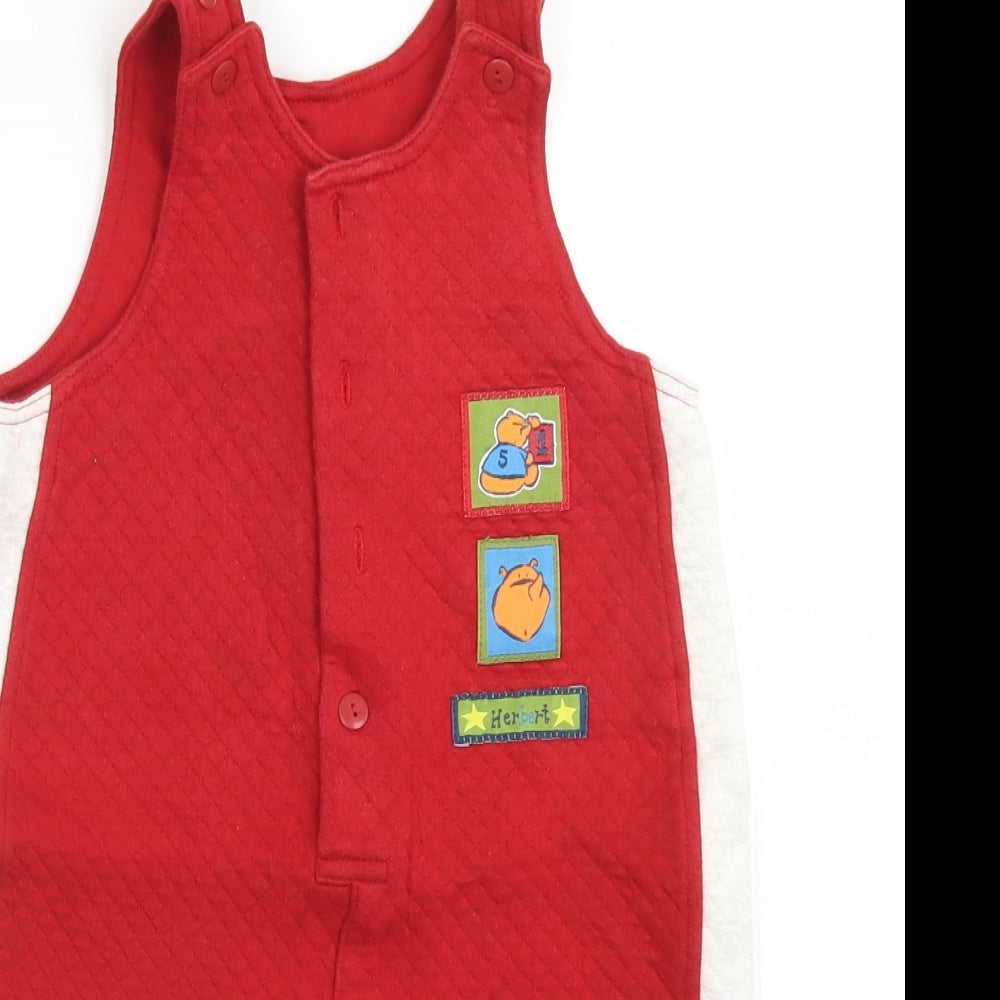 Adams Boys Red  Polyester Romper One-Piece Size 6-9 Months  Button