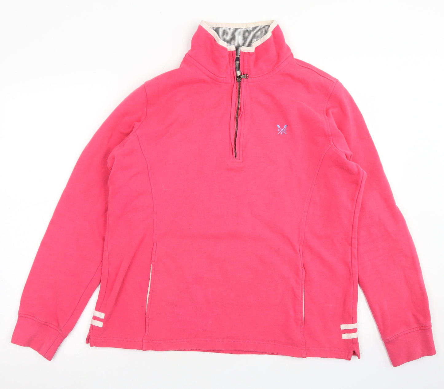 Crew Clothing Womens Pink  Cotton Pullover Sweatshirt Size 14  Zip