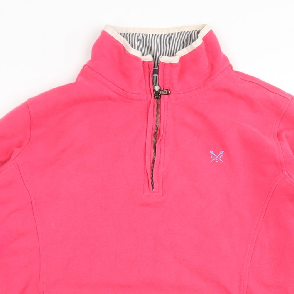 Crew Clothing Womens Pink  Cotton Pullover Sweatshirt Size 14  Zip